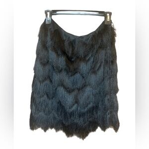 Vintage Biba // Black Fringe Skirt // Size S